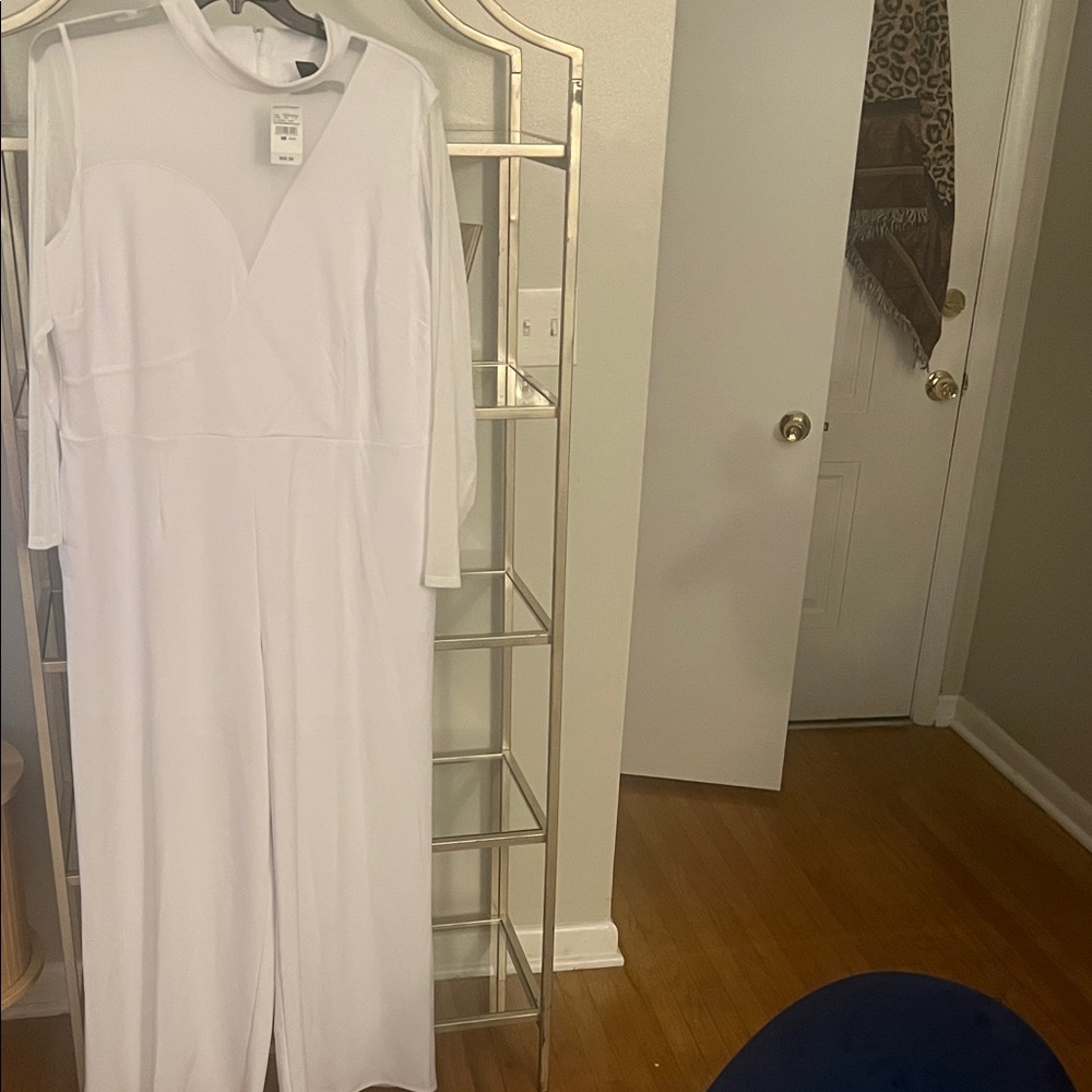 Ashley Stewart White Long Sleeve Jumpsuit